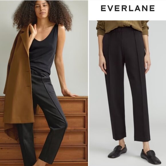 Everlane Black Dream Pants Tapered Slim High‎ Waisted Seam Trousers Pants Slacks - Picture 1 of 12